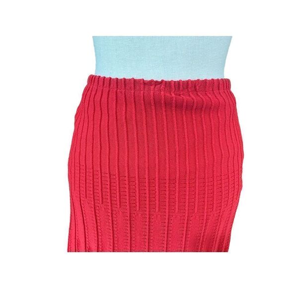 Red Stizzoli Pleated Pointelle Skirt Italy - Picture 6 of 12